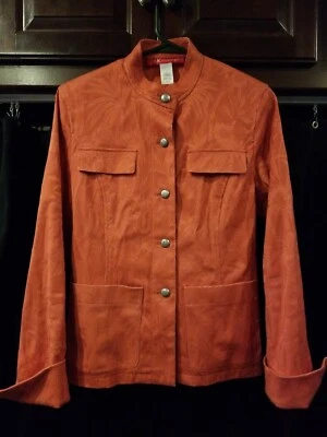 AK Anne Klein Mujer 4 Botones Frontales Blazer Bolsillos Almohadillas para el Hombro Chaqueta Coral Foto 1 de 4