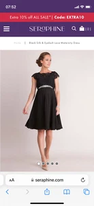 SERAPHINE BLACK SILK & EYELASH LACE MATERNITY SIZE 14 DRESS - Picture 1 of 9