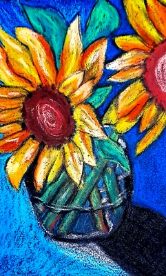 Pintura Original Girasol Cocina Arte de Pared Floral Amarillo Ramo Obra de Arte Foto 1 de 4