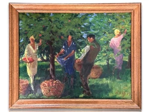 Öl auf Karton 1927 - süddeutscher Expressionismus - Die Apfelernte - sign. Roth - Bild 1 von 14
