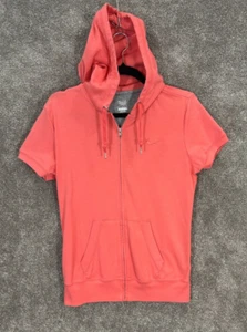 Nike Hoodie Womens Medium Pink Athletic Department Full Zip Short Sleeve Pockets - Picture 1 of 8