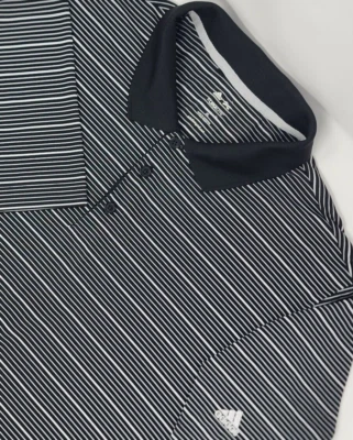 Adidas Climalite Men's XL Polo Shirt Black and White Striped Short Sleeve EUC - Image 1 of 4