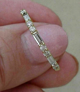1.20 Ct Baguette & Round Cut Diamond Wedding Band Ring 14K Yellow Gold Plated - Picture 1 of 5