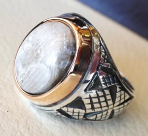 Mens Moonstone Ring 925 Silver Gemstone Turkish Handmade Signet Jewelry MR#296 - Picture 1 of 3