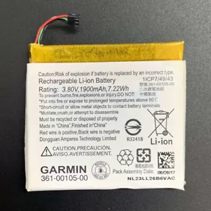 361-00105-00 Nueva Batería Original 1900mAh 3.80V para Garmin Edge 1030 GPS - Imagen 1 de 1