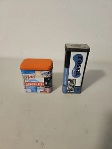 Fossil Metal Tin Box Boxes 2 Empty NO Content Storage Arts Los Angeles - Picture 1 of 4
