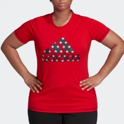 ADIDAS Americana women`s Big Logo t-shirt Athletic fit Plus Size 1X Red - Image 1 of 4