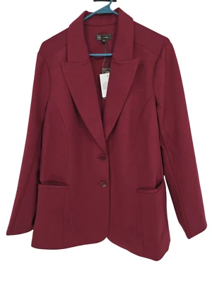 DG2 Diane Gilman Size 1X Womens Blazer Burgundy Knit Career NWT - Image 1 of 4