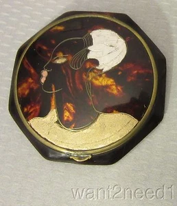 Vintage Antonin Französisch Art Deco handbemalt Zelluloid kompakt schwarz Afro Klappe - Bild 1 von 5
