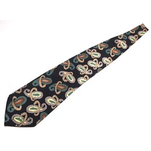 Vtg Master Club Mens Necktie Tie 100% Silk 57" Teal Orange Beige Paisley Vtg - Picture 1 of 3