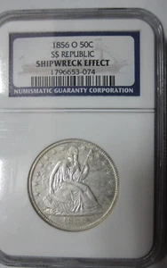 1856-O Seated Liberty Half Dollar SS Republic Shipwreck NGC Shipwreck Effect - Picture 1 of 4