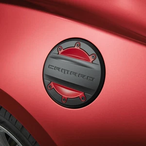 2016-2022 Chevrolet Camaro Fuel Filler Door 23506591 Black w/ Red Hot Inserts OE - Picture 1 of 1