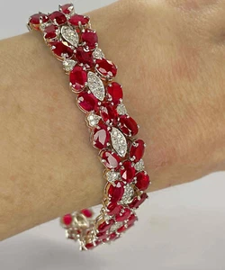 Luxury Ruby Diamond Bracelet 14K Gold - Picture 1 of 9
