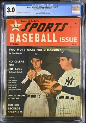 Street & Smith's v22 #1 1950 Joe DiMAGGIO TED WILLIAMS cubierta clasificación CGC 3,0 Foto 1 de 2