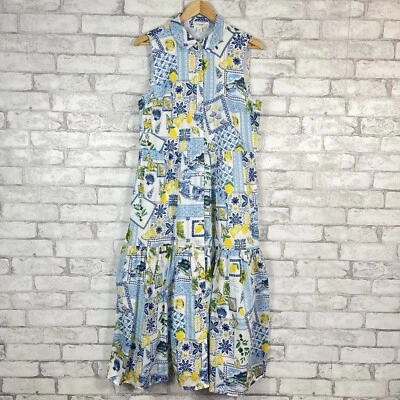 J.CREW FACTORY NWD 100% Cotton Women's Blue Collared Midi Dress sz 10 BP799 - Image 1 of 4