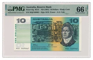 AUSTRALIA banknote 10 Dollars 1991 PMG MS 66 EPQ Gem Uncirculated - Picture 1 of 7