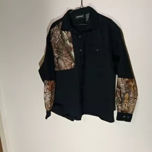 Realtree Mens Shirt XXL 50-52 Long Sleeve Hunting Black/Cammo - Picture 1 of 12