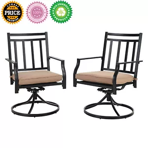 Patio Chairs Set of 2 Outdoor Swivel Dining Chairs with Cushion - Picture 1 of 11