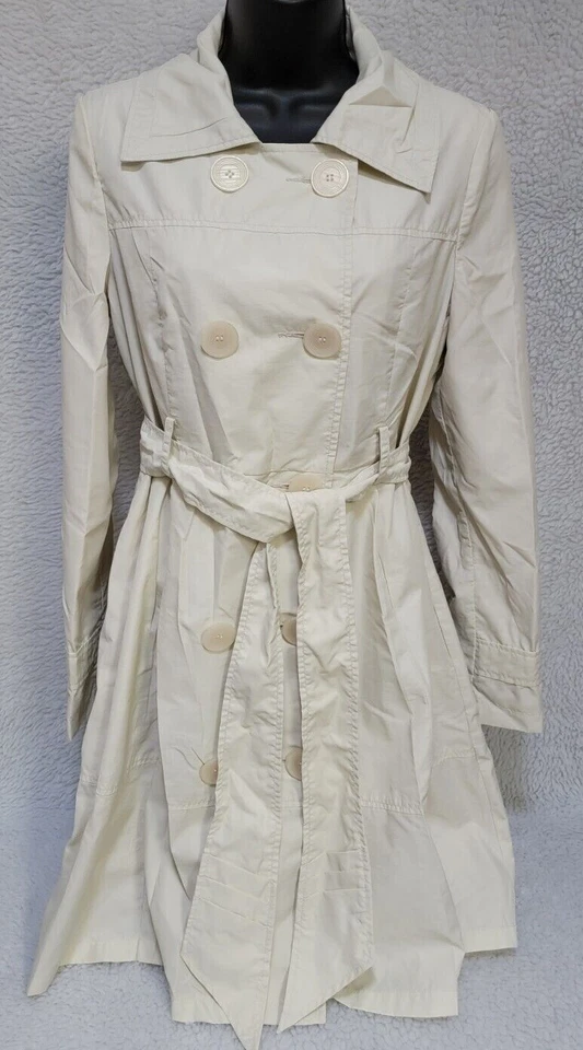 Chaqueta gabardina de tul para mujer talla S pequeña beige doble botonadura Foto 1 de 4