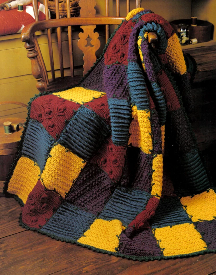 COLORFUL Patchwork Sampler Afghan/Crochet Pattern INSTRUCTIONS ONLY - Image 1 of 1