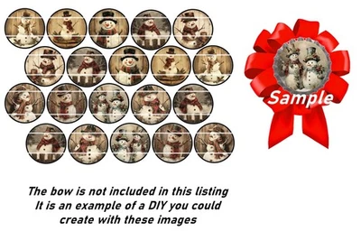 HHTDESIGNS Bottle Cap Images (25mm) 1" ~ Precut ~ Vintage Snowman