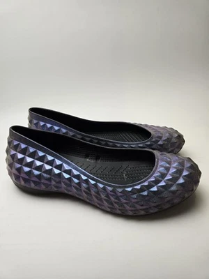 Crocs Slip On Ballet Flats Blue Purple Super Molded Studded Iridescent UK Size 7 - Image 1 of 4