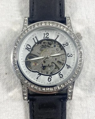 Akribos XXIV Automatic Skeleton Watch AK475BK Runs Well - Image 1 of 4