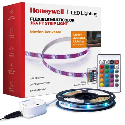 Tira de luces LED interiores Honeywell 16 4 pies cambio de color RGB activado por movimiento... Foto 1 de 4