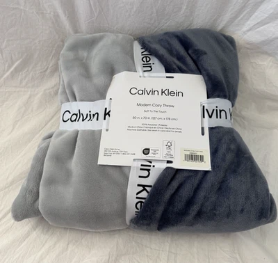 Calvin Klein Moderno Acogedor Reversible Azul Exuberante/Gris Tiro Nuevo en Paquete Foto 1 de 4