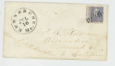 Tarjeta de cancelación pagada Mr Fancy Cancel Sc 114 Kennebunk ME Alexandria California #2913 Foto 1 de 2