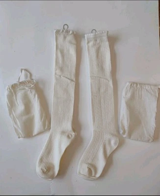 New! 2 pairs Jamie Kay Pointelle Knee High socks Girls 8-10yr Ivory Off White - Image 1 of 4