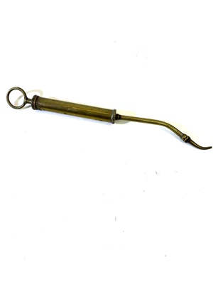 Seringue de graissage ancienne en laiton 32cm marque Aspir mécanique huile - Photo 1/2