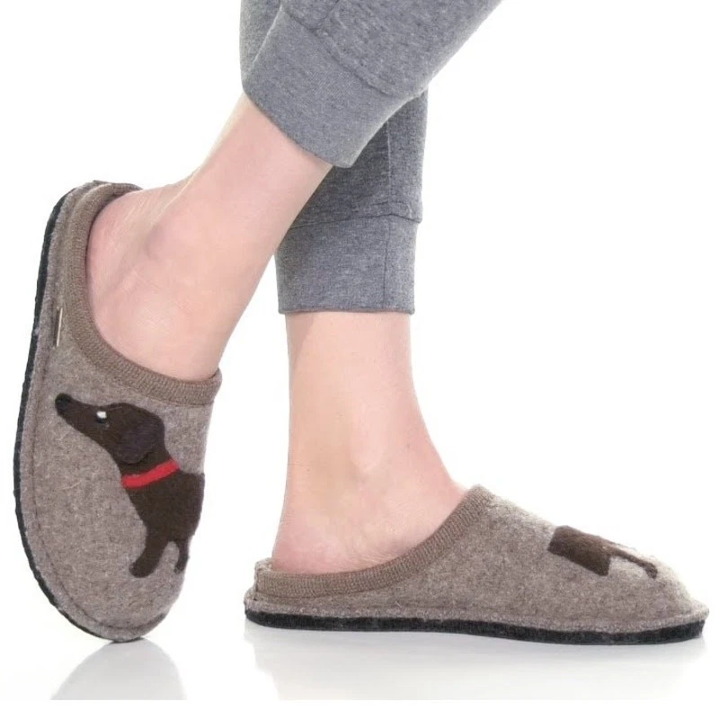 Zapatilla para mujer Haflinger 39 beige perrito pura lana sin cordones acogedora cómoda LB1-32 Foto 1 de 4
