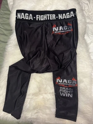 EUC MMA NAGA Leggings SZ LG - Black FREE 🚢 Train, Fight, Win Logo - Image 1 of 4