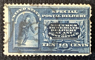 1894 US 10c Special Delivery Stamp Used W/Faults, SC#E4 (CV $110) - Image 1 of 2