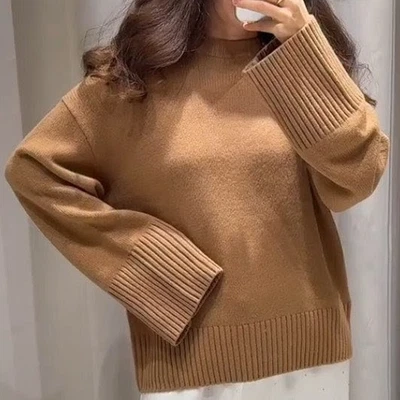 Новый с Ярлыками H & M негабаритный кашемир смесь свитер темно бежевый 1305097004 размер XS - Изображение 1 из 4