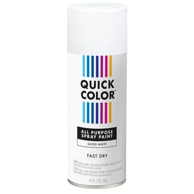 QUICK COLOR White Gloss All Purpose Spray Paint, 10 oz - NO SHIP TO CALIFORNIA