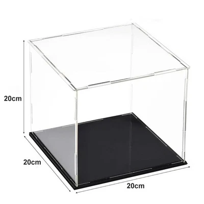 Clear Acrylic Display Case Assemble Box Dustproof Protection with Black Base New - Image 1 of 4