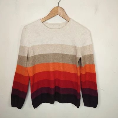Suéter para mujer 100 % cachemir pequeño mediano PM multicolor a rayas Foto 1 de 4
