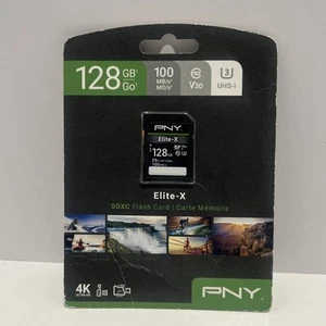 128GB PNY Elite-X UHS-I Class 10 SDXC Memory Card - New & Sealed - Picture 1 of 8