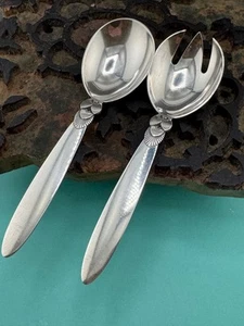 Cactus by Georg Jensen Sterling Silver Serving Set Spoon & Fork 69 grams 5-7/8" - Picture 1 of 4