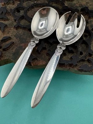 Juego de servir cuchara y tenedor de plata esterlina Cactus de Georg Jensen 69 gramos 5-7/8" Foto 1 de 4