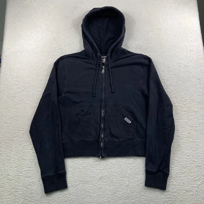 Vintage Lucky Brand Zip Hoodie Womens Large Blue Hooded Sweatshirt Crop Y2K - Image 1 of 4