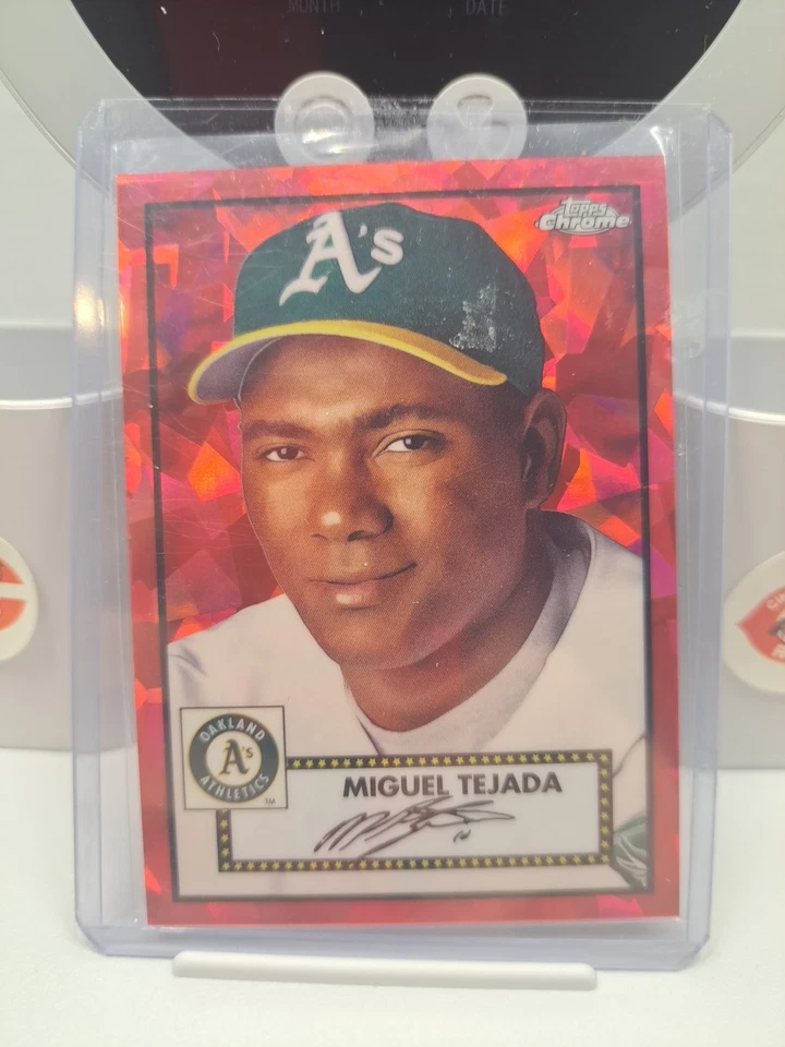2021 Topps Chrome Red Atomic Platinum Anniversary /100 #531 Miguel Tejada (*1) - Image 1 of 1