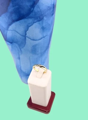 Anillo de oro macizo 10k* Alto pulido** talla 10* UN diamante** WB147 Foto 1 de 4