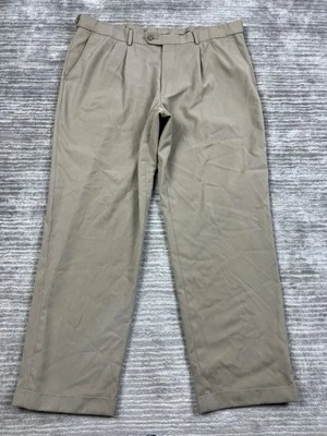 Pantalones George Para Hombre 40x32 Beige Cintura Expandible Puños Plisados Mezcla Poliéster Foto 1 de 4