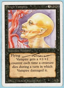 Sengir Vampire ARTIST SIGNED 1994 Revised Edition Black Unc Creature MTG LP AZ1 - Picture 1 of 2