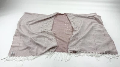 Poncho envolvente Gentle Fawn Ruana para mujer XS/S rosa marfil flecos frente abierto geométrico Foto 1 de 4