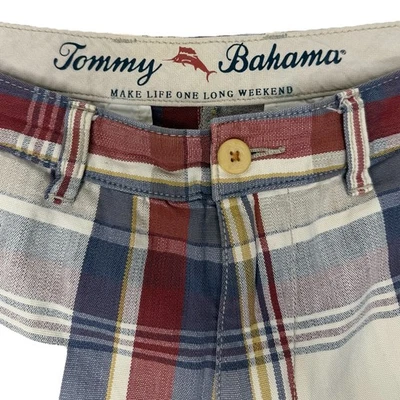 Pantalones Cortos Chinos Tommy Bahama Para Hombre Talla 30 Rojo Blanco Azul A Cuadros Informales Elastizados Foto 1 de 4