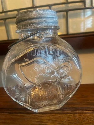 MANTEQUILLA DE MANÍ JUMBO TARRO DE VIDRIO DE 2 LIBRAS TAPA INSERTABLE DE ZINC Y PORCELANA CON MANGO DE ALAMBRE Foto 1 de 4